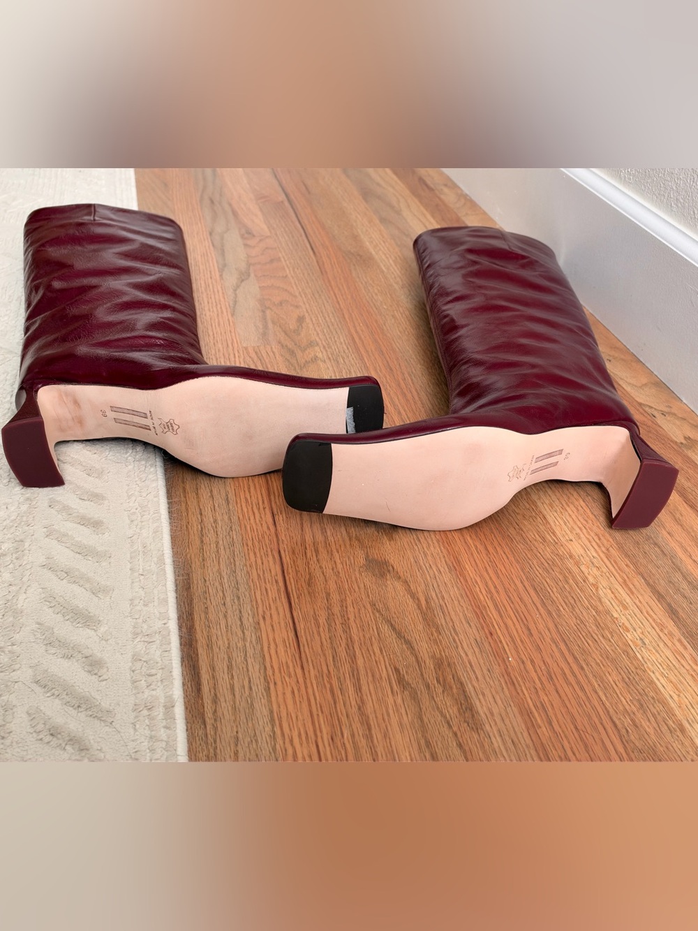 Miista Bluma Leather Boots in Burgundy Crinkle - Picture 4 of 12